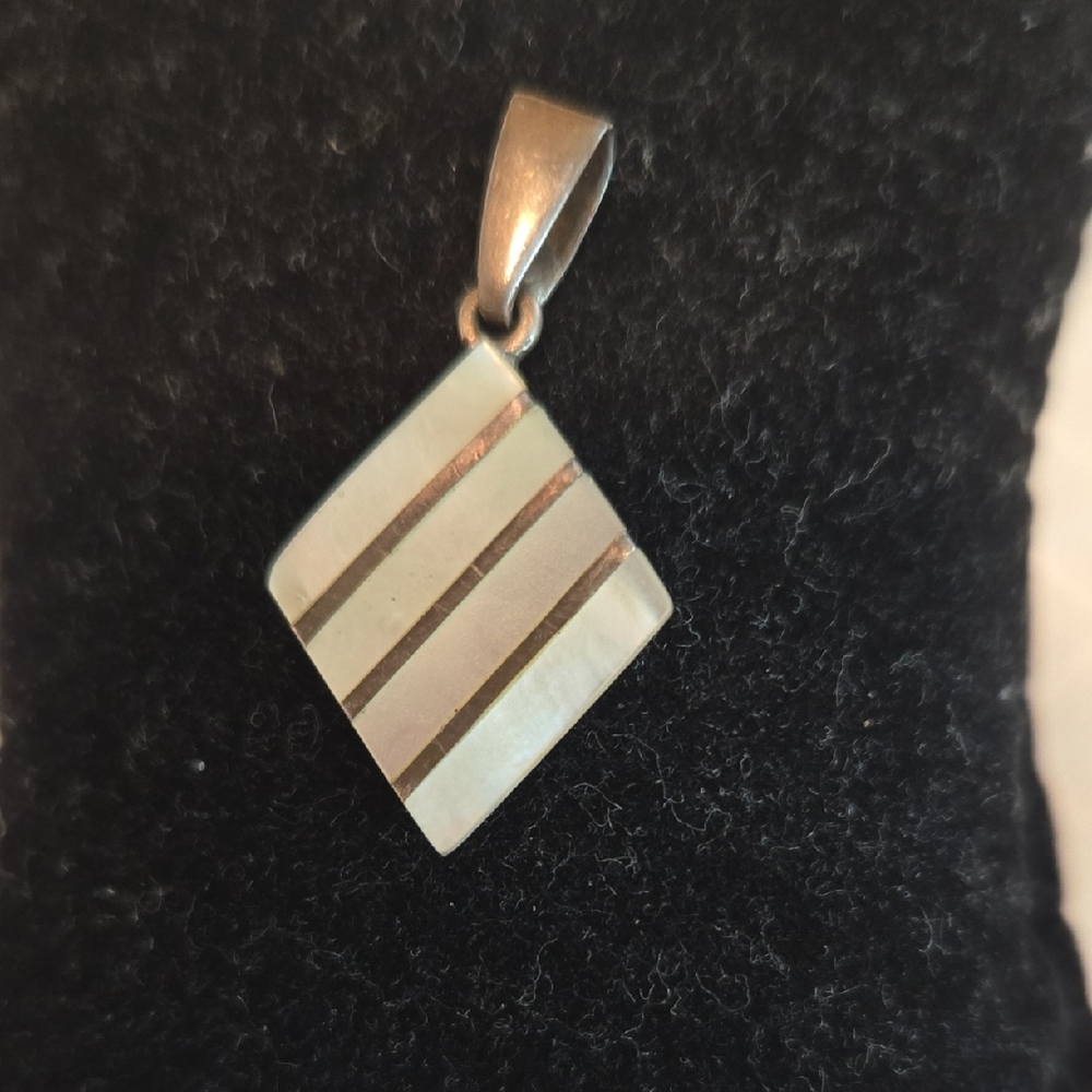 Silver and White Geometric Pendant